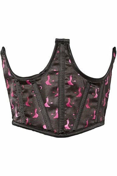 Lavish Black & Magenta Witches Satin Open Cup Waist Cincher.