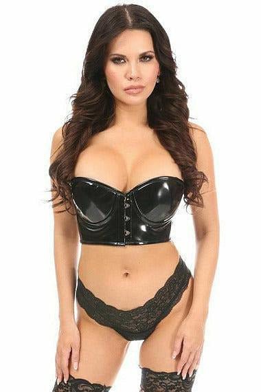 Lavish Black Patent PVC Underwire Short Bustier.