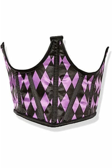Lavish Black & Purple Diamond Satin Open Cup Waist Cincher.