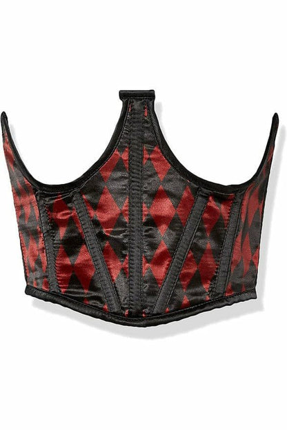 Lavish Black & Red Diamond Satin Open Cup Waist Cincher.