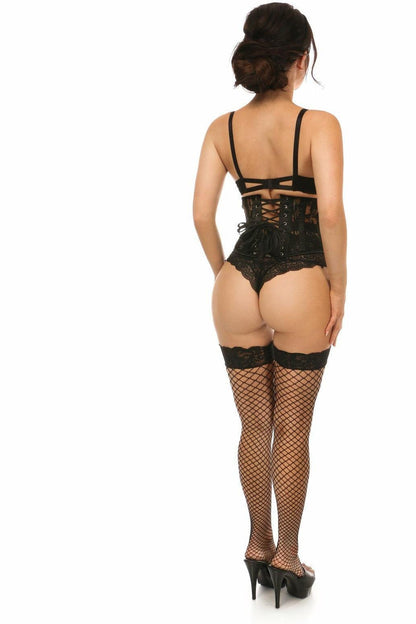 Lavish Black Sheer Lace Waist Cincher Corset.