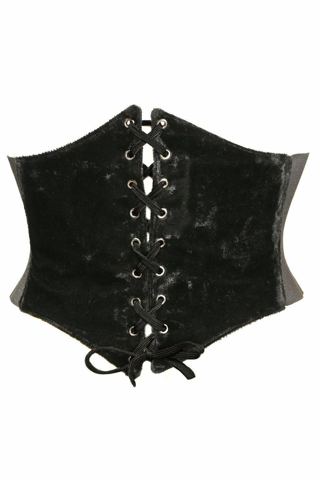 Lavish Black Velvet Corset Belt Cincher.