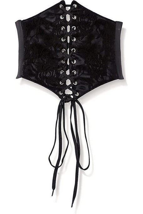 Lavish Black w/Black Lace Overlay Corset Belt Cincher.