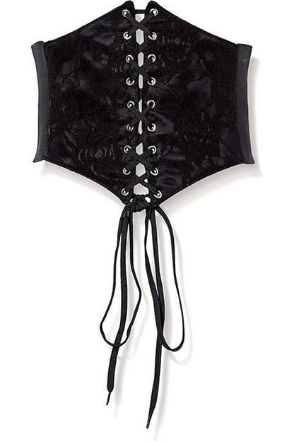 Lavish Black w/Black Lace Overlay Corset Belt Cincher.