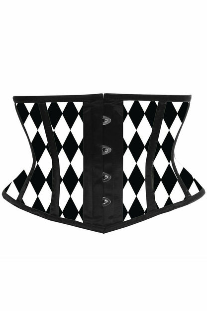 Lavish Black & White Diamond Waist Cincher Corset.