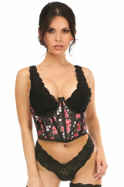 Lavish Floral Satin Open Cup Waist Cincher.
