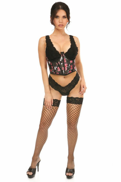 Lavish Floral Satin Open Cup Waist Cincher.