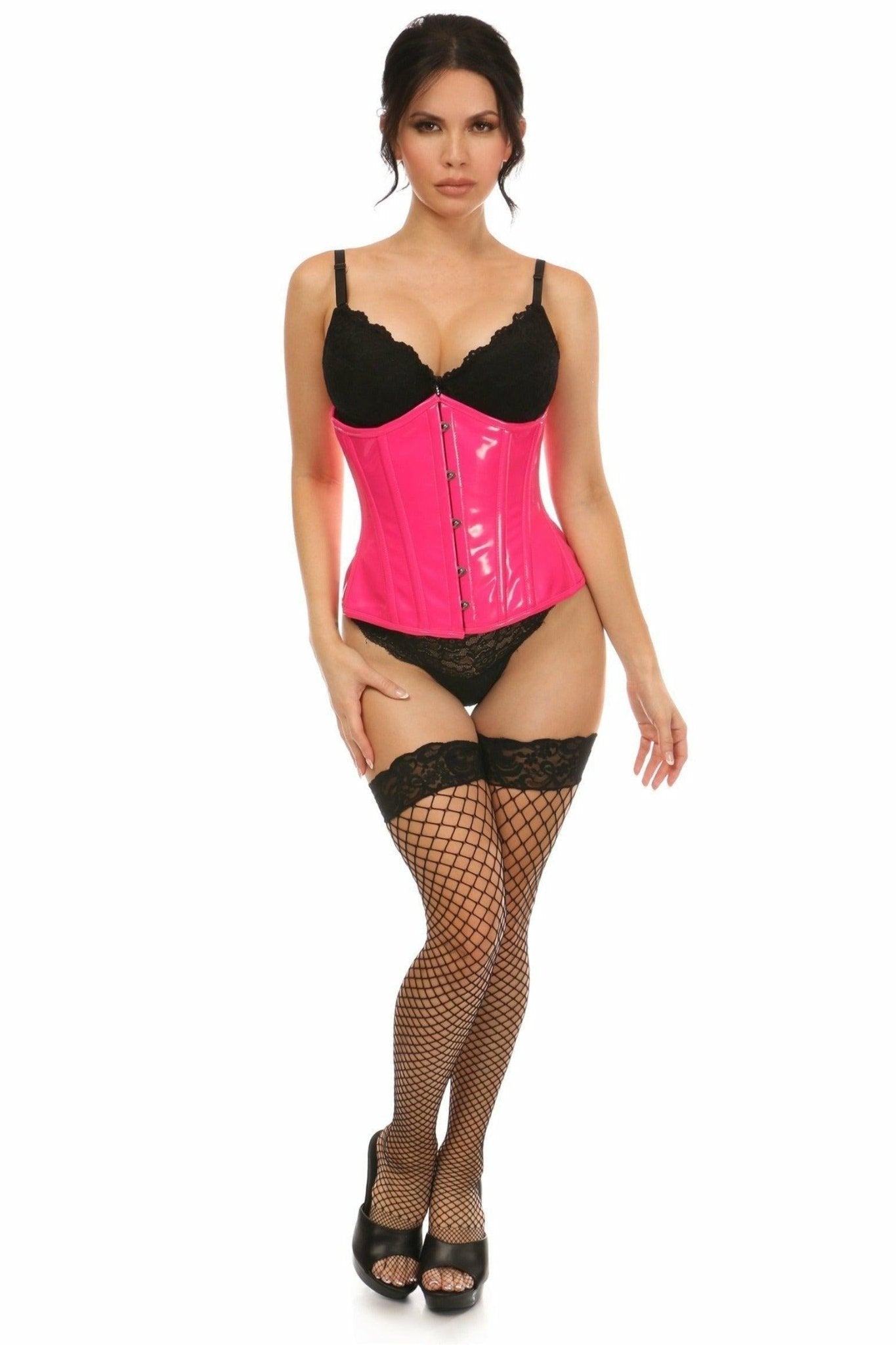 Lavish Hot Pink Patent Underbust Corset.