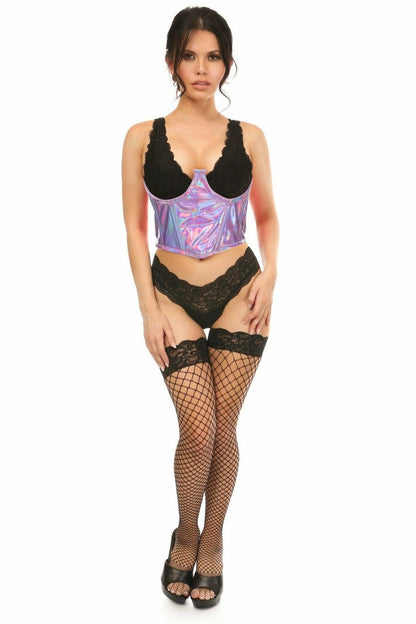 Lavish Lavender Holo Open Cup Underwire Waist Cincher.