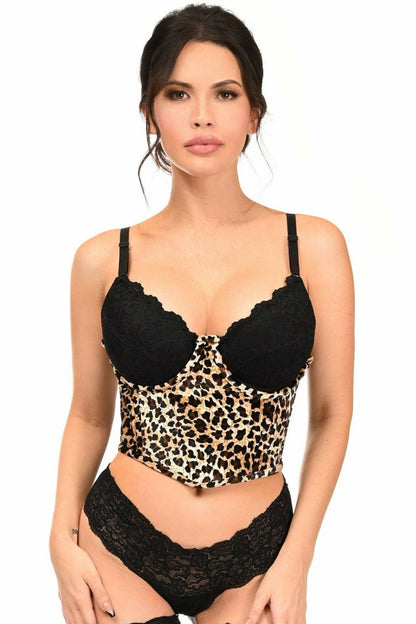 Lavish Leopard Velvet Underwire Open Cup Cincher Corset.