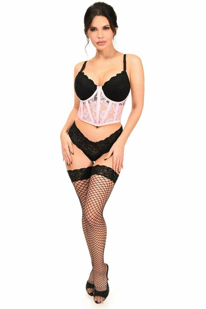 Lavish Lt Pink Sheer Lace Underwire Waist Cincher Corset.