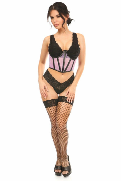 Lavish Lt Purple Fishnet Underwire Open Cup Waist Cincher.