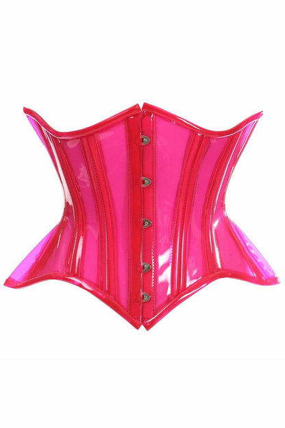 Lavish Pink Clear Curvy Underbust Waist Cincher Corset.