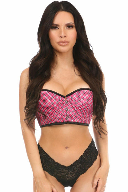 Lavish Pink Plaid Underwire Short Bustier.