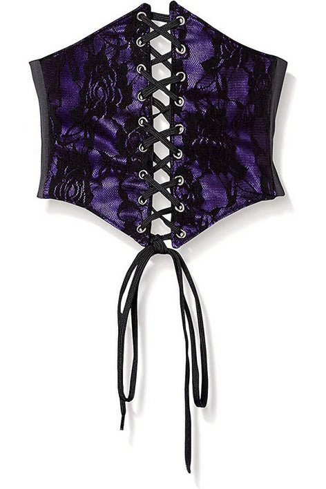 Lavish Purple w/Black Lace Overlay Corset Belt Cincher.