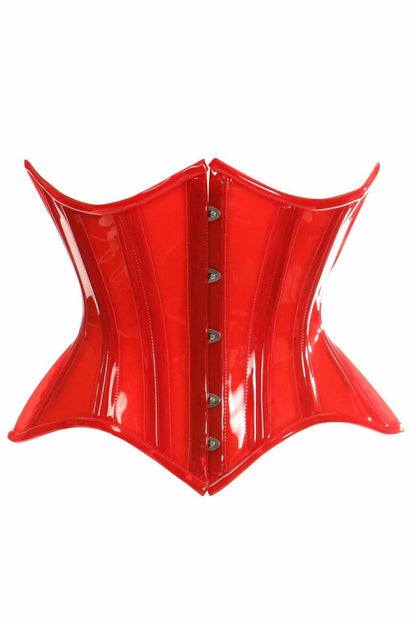 Lavish Red Clear Curvy Underbust Waist Cincher Corset.