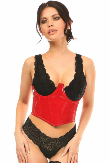 Lavish Red Patent Open Cup Underwire Waist Cincher.