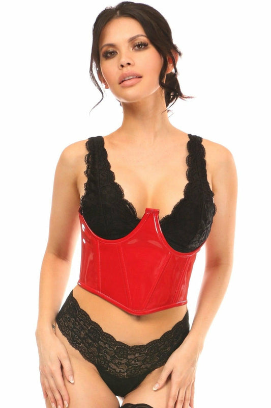Lavish Red Patent Open Cup Underwire Waist Cincher.