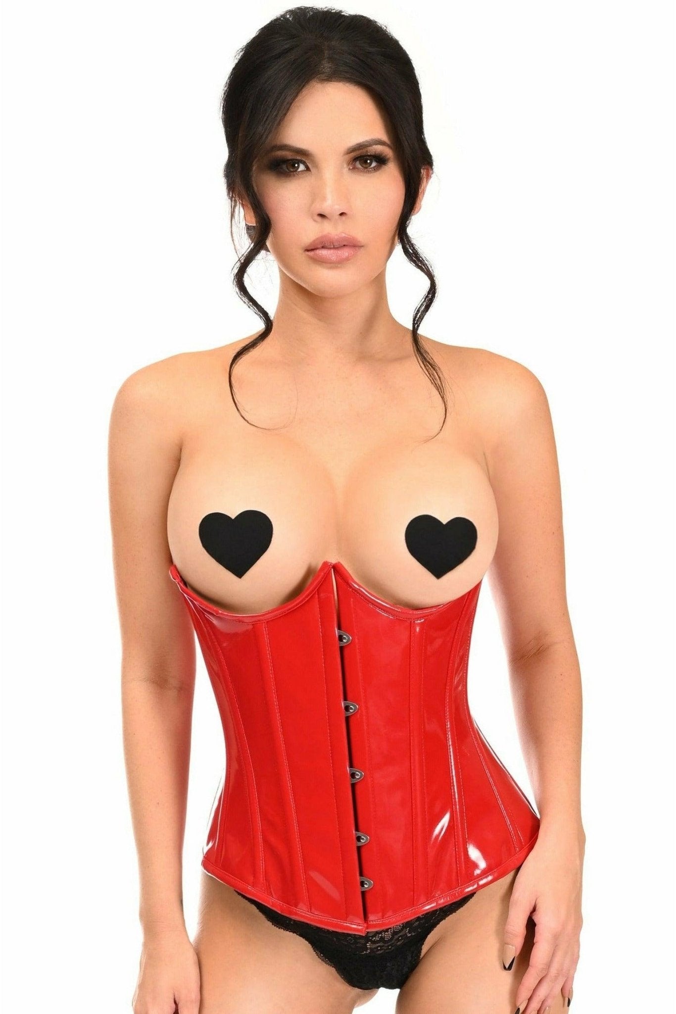 Lavish Red Patent PVC Underwire Underbust Corset.