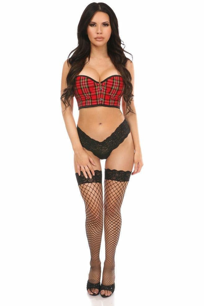 Lavish Red Plaid Underwire Short Bustier.