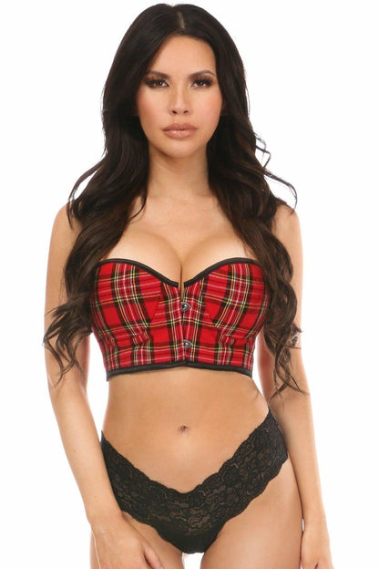 Lavish Red Plaid Underwire Short Bustier.