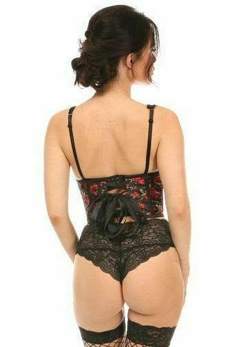 Lavish Red Roses Satin Open Cup Waist Cincher.