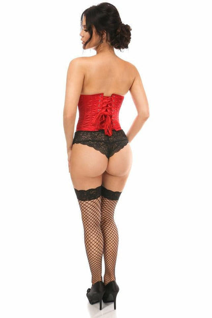 Lavish Red Satin Open Bust Underwire Short Underbust Corset.