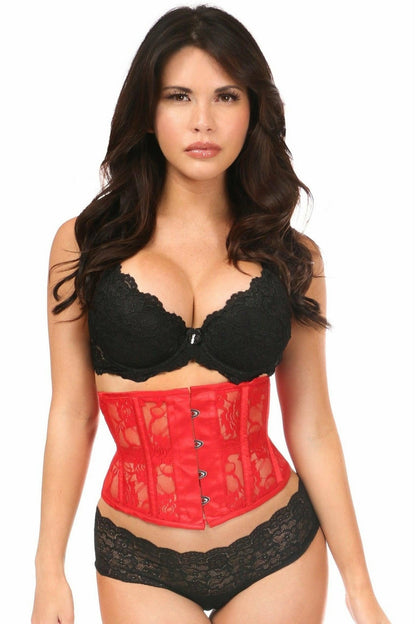 Lavish Red Sheer Lace Waist Cincher Corset.
