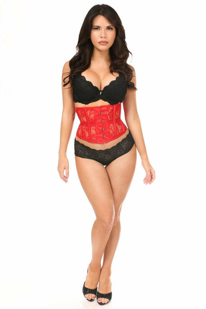 Lavish Red Sheer Lace Waist Cincher Corset.