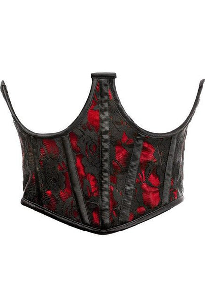 Lavish Red w/Black Lace Overlay Open Cup Waist Cincher.