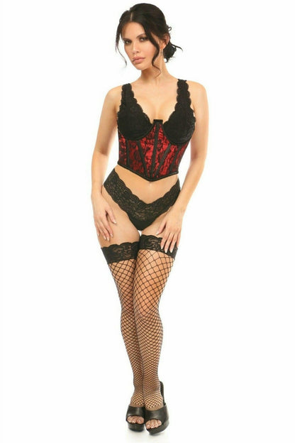 Lavish Red w/Black Lace Overlay Open Cup Waist Cincher.