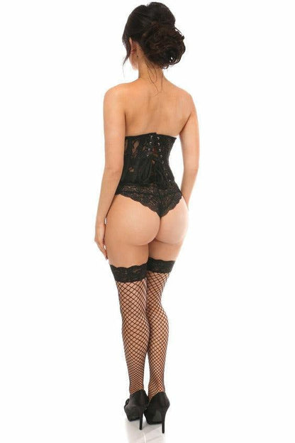 Lavish Sheer Black Lace Open Bust Underwire Short Underbust Corset.