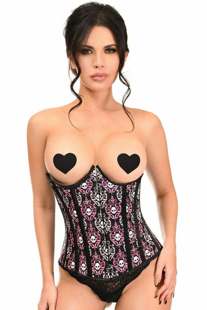 Lavish Skull Print Underwire Open Cup Underbust Corset.