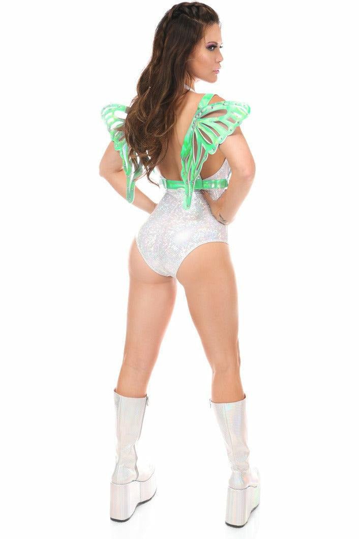 Mint Green Holo Large Butterfly Wing Body Harness.