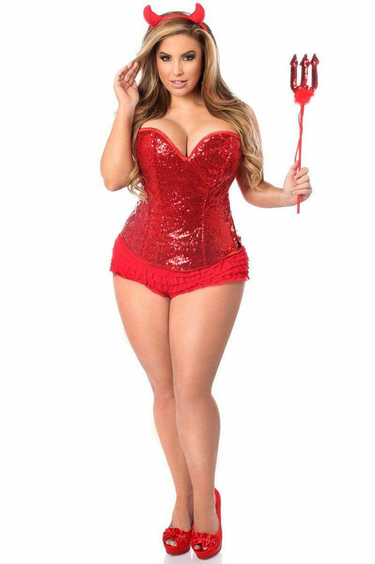 Top Drawer 4 PC Sequin Devil Corset Costume.