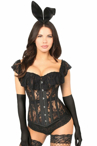 Top Drawer 4 PC Sheer Lace Bunny Corset Costume.