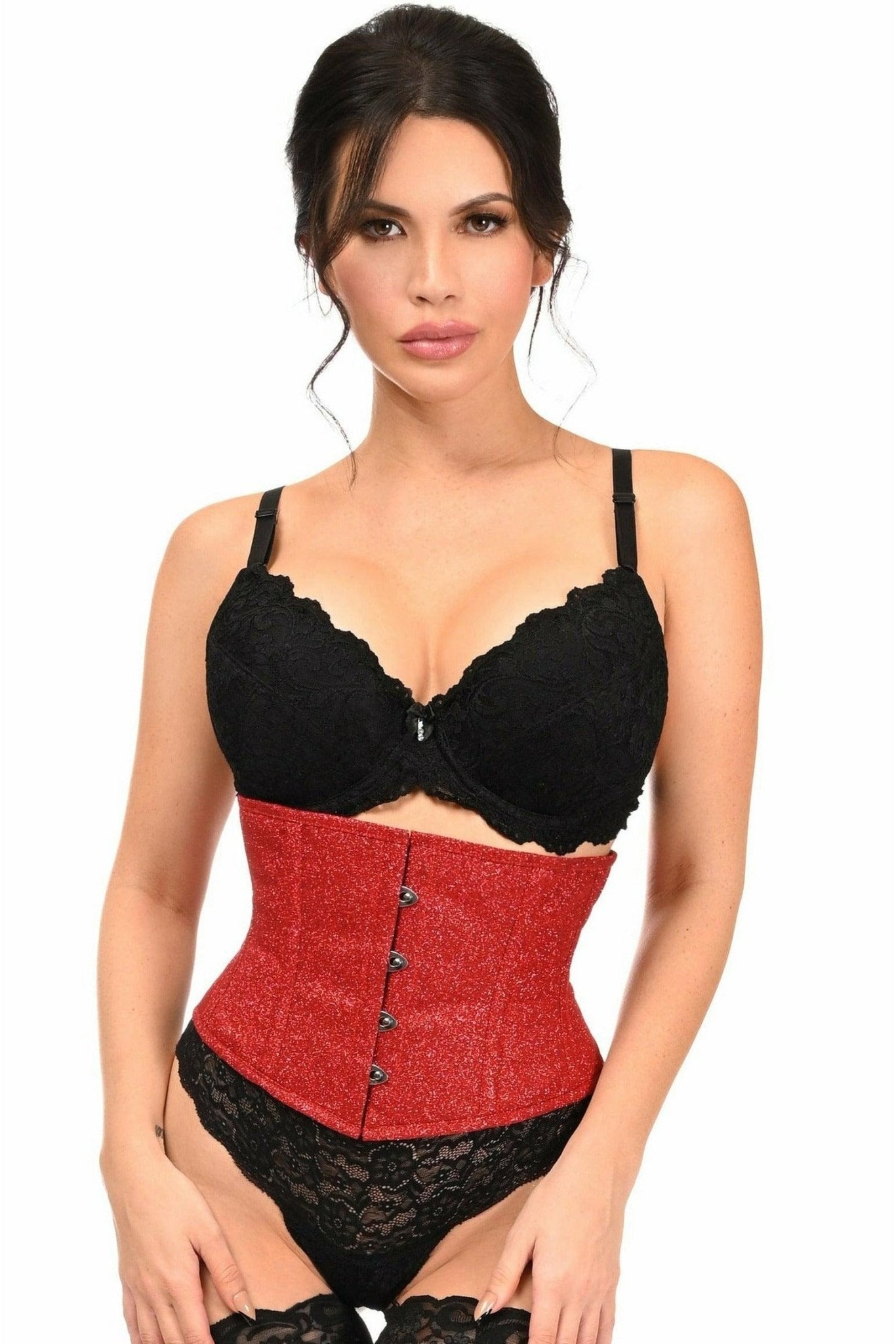 Top Drawer Cherry Bomb Glitter Steel Boned Mini Cincher.
