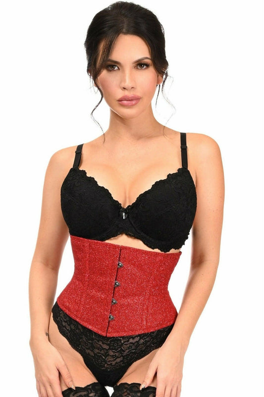 Top Drawer Cherry Bomb Glitter Steel Boned Mini Cincher.