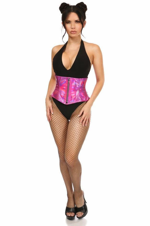 Top Drawer Fuchsia Holo Steel Boned Mini Cincher.