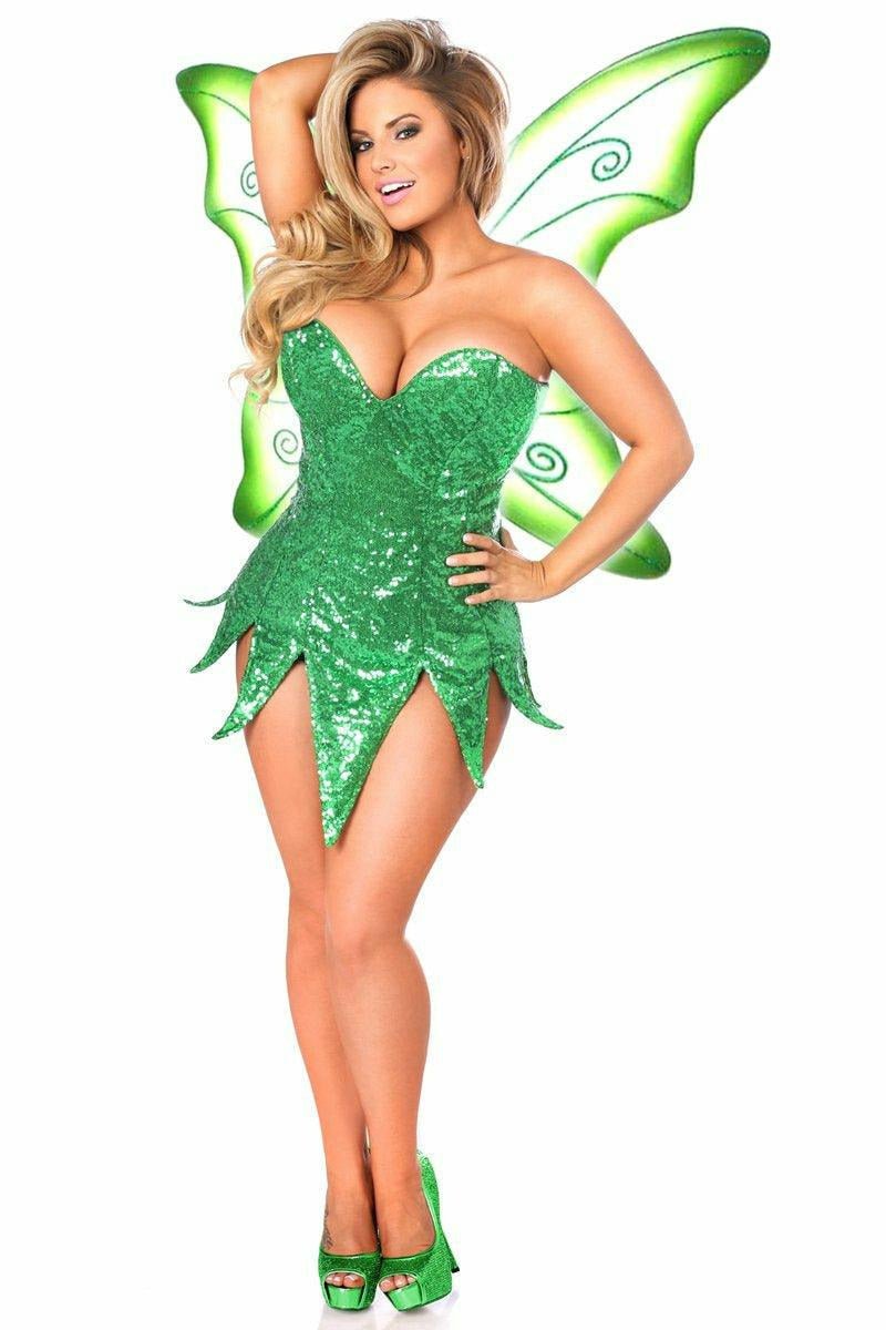 Top Drawer Green Sequin Fairy Corset Dress Costume.