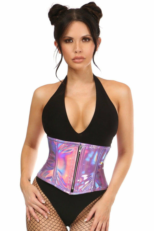 Top Drawer Lavender Holo Steel Boned Mini Cincher.