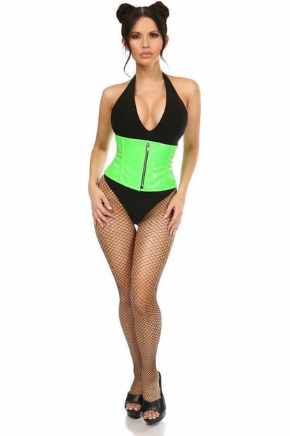 Top Drawer Neon Green Patent Steel Boned Mini Cincher.