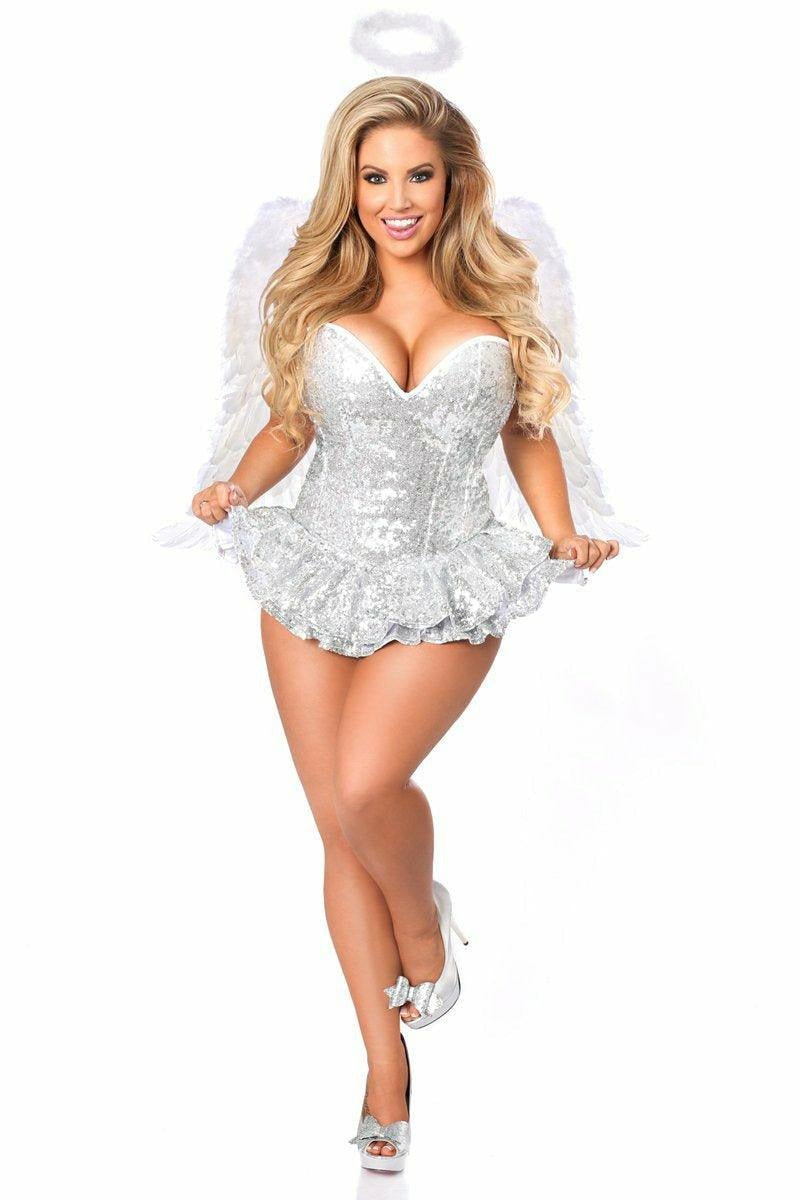 Top Drawer Premium Sequin Angel Corset Dress Costume.