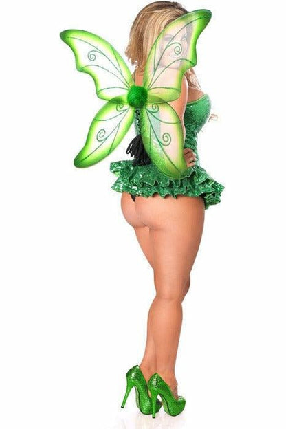 Top Drawer Premium Sequin Green Fairy Corset Dress Costume.