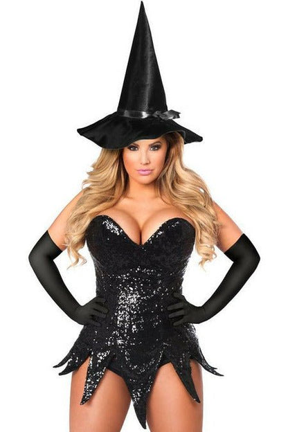 Top Drawer Sequin Witch Corset Dress Costume.